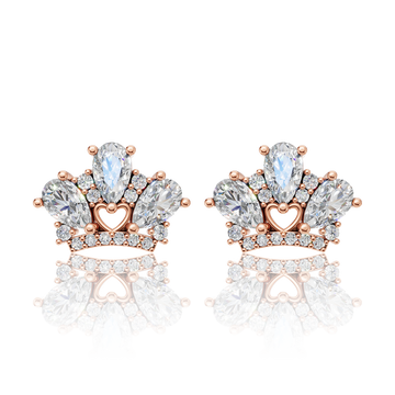 VIELUX QUEEN 14K Gold CZ Lunie Earrings