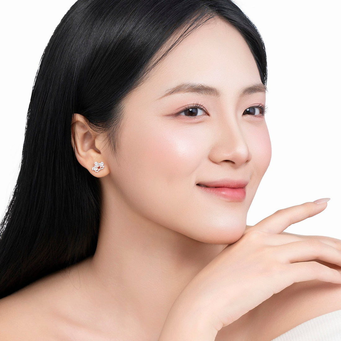 VIELUX QUEEN 14K Gold CZ Lunie Earrings