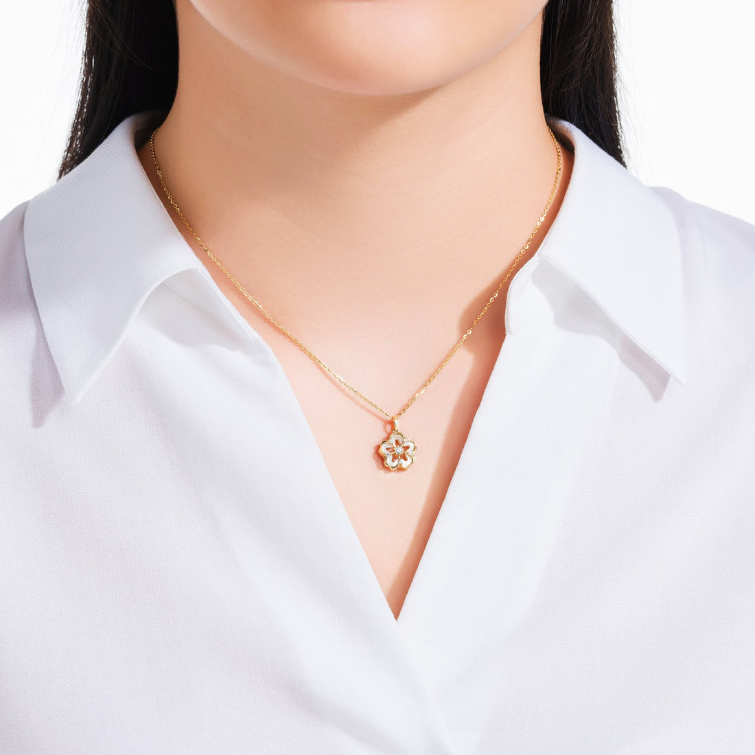 MOONLIGHT 14K Gold Mother Of Pearl Necklace