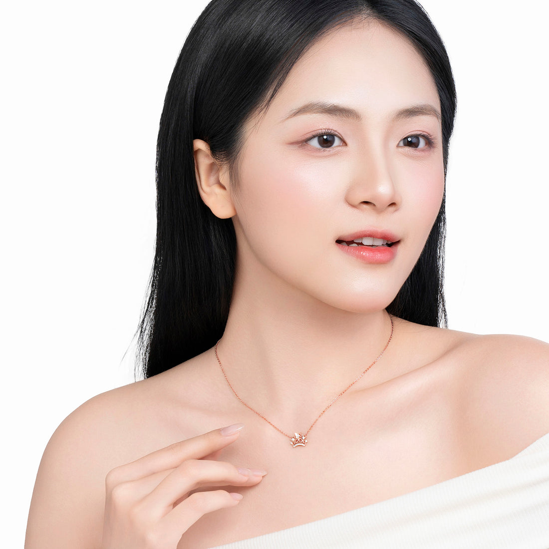 VIELUX QUEEN 14K Gold CZ Solin Necklace