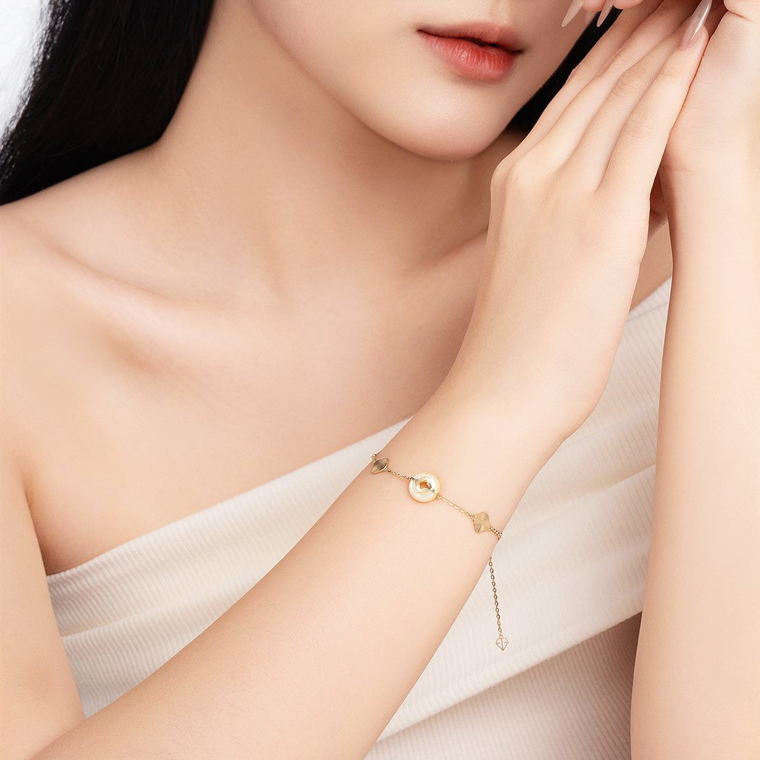 MOONLIGHT 14K Gold Mother Of Pearl Stone Bracelet